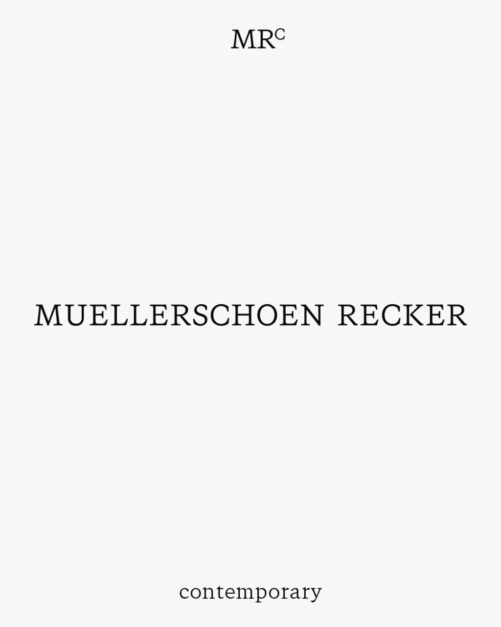 Logo Muellerschoen Recker contemporary auf weißem Hintergrund, minimalistische Typografie